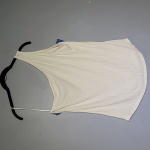 H&M Single Sleeve One Shoulder Ribbed Cream Tank Top